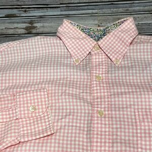Austin Reed Button‎ Down Long Sleeve White Pink Check Mens Size Large